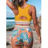 imageDokotoo Womens 2 Piece Swimsuit Scoop Neck Sleeveless 2025 Racerback Top Tummy Control Tie Knot Bathing Suits Floral BottomsFloral Yellow
