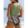 imageDokotoo Womens 2 Piece Swimsuit Scoop Neck Sleeveless 2025 Racerback Top Tummy Control Tie Knot Bathing Suits Floral BottomsGreen