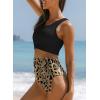 imageDokotoo Womens 2 Piece Swimsuit Scoop Neck Sleeveless 2025 Racerback Top Tummy Control Tie Knot Bathing Suits Floral BottomsLeopard