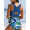 imageDokotoo Womens 2 Piece Swimsuit Scoop Neck Sleeveless 2025 Racerback Top Tummy Control Tie Knot Bathing Suits Floral BottomsSky Blue
