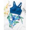 imageDokotoo Womens 2 Piece Swimsuit Scoop Neck Sleeveless 2025 Racerback Top Tummy Control Tie Knot Bathing Suits Floral BottomsSky Blue