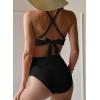 imageDokotoo Womens High Waisted Floral Bikini Sets Swimsuit Suit for Women 2025 Tummy Control Bathing Suit Swimwear for SummerBlack