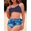 imageDokotoo Womens High Waisted Floral Bikini Sets Swimsuit Suit for Women 2025 Tummy Control Bathing Suit Swimwear for SummerBlue