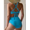 imageDokotoo Womens High Waisted Floral Bikini Sets Swimsuit Suit for Women 2025 Tummy Control Bathing Suit Swimwear for SummerChicory Sky Blue