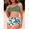 imageDokotoo Womens High Waisted Floral Bikini Sets Swimsuit Suit for Women 2025 Tummy Control Bathing Suit Swimwear for SummerGreen