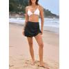 imageDokotoo Womens High Waisted Swim Skirt Bottoms Ruched Scallop Trim Bathing Suit Skirts Split Tankini Swimsuit BottomBlack