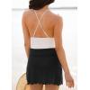 imageDokotoo Womens High Waisted Swim Skirt Bottoms Ruched Scallop Trim Bathing Suit Skirts Split Tankini Swimsuit BottomBlack