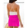 imageDokotoo Womens High Waisted Swim Skirt Bottoms Ruched Scallop Trim Bathing Suit Skirts Split Tankini Swimsuit BottomBright Pink