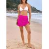 imageDokotoo Womens High Waisted Swim Skirt Bottoms Ruched Scallop Trim Bathing Suit Skirts Split Tankini Swimsuit BottomBright Pink