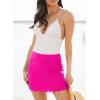 imageDokotoo Womens High Waisted Swim Skirt Bottoms Ruched Scallop Trim Bathing Suit Skirts Split Tankini Swimsuit BottomBright Pink
