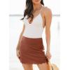 imageDokotoo Womens High Waisted Swim Skirt Bottoms Ruched Scallop Trim Bathing Suit Skirts Split Tankini Swimsuit BottomBrown