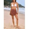 imageDokotoo Womens High Waisted Swim Skirt Bottoms Ruched Scallop Trim Bathing Suit Skirts Split Tankini Swimsuit BottomBrown
