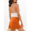 imageDokotoo Womens High Waisted Swim Skirt Bottoms Ruched Scallop Trim Bathing Suit Skirts Split Tankini Swimsuit BottomCarrot