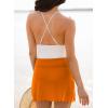 imageDokotoo Womens High Waisted Swim Skirt Bottoms Ruched Scallop Trim Bathing Suit Skirts Split Tankini Swimsuit BottomCarrot