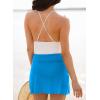 imageDokotoo Womens High Waisted Swim Skirt Bottoms Ruched Scallop Trim Bathing Suit Skirts Split Tankini Swimsuit BottomLight Blue