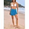imageDokotoo Womens High Waisted Swim Skirt Bottoms Ruched Scallop Trim Bathing Suit Skirts Split Tankini Swimsuit BottomLight Blue
