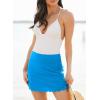 imageDokotoo Womens High Waisted Swim Skirt Bottoms Ruched Scallop Trim Bathing Suit Skirts Split Tankini Swimsuit BottomLight Blue