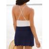 imageDokotoo Womens High Waisted Swim Skirt Bottoms Ruched Scallop Trim Bathing Suit Skirts Split Tankini Swimsuit BottomNavy Blue