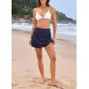 imageDokotoo Womens High Waisted Swim Skirt Bottoms Ruched Scallop Trim Bathing Suit Skirts Split Tankini Swimsuit BottomNavy Blue