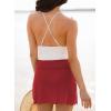 imageDokotoo Womens High Waisted Swim Skirt Bottoms Ruched Scallop Trim Bathing Suit Skirts Split Tankini Swimsuit BottomRacing Red