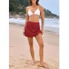 imageDokotoo Womens High Waisted Swim Skirt Bottoms Ruched Scallop Trim Bathing Suit Skirts Split Tankini Swimsuit BottomRacing Red