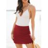 imageDokotoo Womens High Waisted Swim Skirt Bottoms Ruched Scallop Trim Bathing Suit Skirts Split Tankini Swimsuit BottomRacing Red