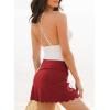 imageDokotoo Womens High Waisted Swim Skirt Bottoms Ruched Scallop Trim Bathing Suit Skirts Split Tankini Swimsuit BottomRacing Red