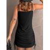 imageDokotoo Womens Hollow Out Cover Up Swimwear Beachwear Double Shoulder Straps Sleeveless Mini Dress Drawstring Beach DressBlack