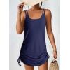 imageDokotoo Womens Hollow Out Cover Up Swimwear Beachwear Double Shoulder Straps Sleeveless Mini Dress Drawstring Beach DressNavy Blue
