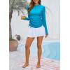 imageDokotoo Womens Long Sleeve Rash Guard Swim Shirts 14 Zip Up Sun Protection Swimsuit Top Bathing Suit No BottomLight Blue