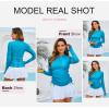 imageDokotoo Womens Long Sleeve Rash Guard Swim Shirts 14 Zip Up Sun Protection Swimsuit Top Bathing Suit No BottomLight Blue