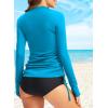 imageDokotoo Womens Long Sleeve Rash Guard Swim Shirts 14 Zip Up Sun Protection Swimsuit Top Bathing Suit No BottomLight Blue
