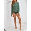 imageDokotoo Womens Long Sleeve Rash Guard Swim Shirts 14 Zip Up Sun Protection Swimsuit Top Bathing Suit No BottomMist Green
