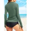 imageDokotoo Womens Long Sleeve Rash Guard Swim Shirts 14 Zip Up Sun Protection Swimsuit Top Bathing Suit No BottomMist Green