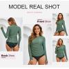 imageDokotoo Womens Long Sleeve Rash Guard Swim Shirts 14 Zip Up Sun Protection Swimsuit Top Bathing Suit No BottomMist Green
