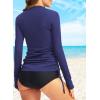 imageDokotoo Womens Long Sleeve Rash Guard Swim Shirts 14 Zip Up Sun Protection Swimsuit Top Bathing Suit No BottomNavy Blue