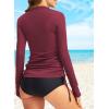 imageDokotoo Womens Long Sleeve Rash Guard Swim Shirts 14 Zip Up Sun Protection Swimsuit Top Bathing Suit No BottomRed