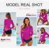 imageDokotoo Womens Long Sleeve Rash Guard Swim Shirts 14 Zip Up Sun Protection Swimsuit Top Bathing Suit No BottomRose Red