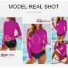 imageDokotoo Womens Long Sleeve Rash Guard Swim Shirts 14 Zip Up Sun Protection Swimsuit Top Bathing Suit No BottomRose Red