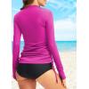 imageDokotoo Womens Long Sleeve Rash Guard Swim Shirts 14 Zip Up Sun Protection Swimsuit Top Bathing Suit No BottomRose Red