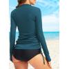 imageDokotoo Womens Long Sleeve Rash Guard Swim Shirts 14 Zip Up Sun Protection Swimsuit Top Bathing Suit No BottomSea Green