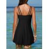 imageDokotoo Womens One Piece Swimsuit Tummy Control Adjustable Double Straps Wave Swimdress High Waisted Skirt Bathing SuitsBlack Runs Small  Choose One Size Up