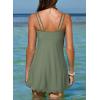 imageDokotoo Womens One Piece Swimsuit Tummy Control Adjustable Double Straps Wave Swimdress High Waisted Skirt Bathing SuitsGreen Runs Small  Choose One Size Up