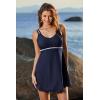imageDokotoo Womens One Piece Swimsuit Tummy Control Adjustable Double Straps Wave Swimdress High Waisted Skirt Bathing SuitsNavy Blue Runs Small  Choose One Size Up