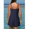 imageDokotoo Womens One Piece Swimsuit Tummy Control Adjustable Double Straps Wave Swimdress High Waisted Skirt Bathing SuitsNavy Blue Runs Small  Choose One Size Up