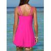 imageDokotoo Womens One Piece Swimsuit Tummy Control Adjustable Double Straps Wave Swimdress High Waisted Skirt Bathing SuitsRosy Runs Small  Choose One Size Up