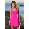 imageDokotoo Womens One Piece Swimsuit Tummy Control Adjustable Double Straps Wave Swimdress High Waisted Skirt Bathing SuitsRosy Runs Small  Choose One Size Up