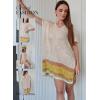 imageDokotoo Womens Swimwear Beach Bikini Swimsuit Color Block Coverups Crochet Striped Side Split Mini DressApricot