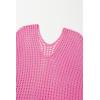imageDokotoo Womens Swimwear Beach Bikini Swimsuit Color Block Coverups Crochet Striped Side Split Mini DressBright Pink