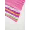 imageDokotoo Womens Swimwear Beach Bikini Swimsuit Color Block Coverups Crochet Striped Side Split Mini DressBright Pink